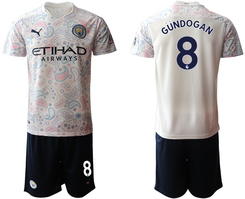 Men 2020-2021 club Manchester City away #8 white Soccer Jerseys->manchester city jersey->Soccer Club Jersey